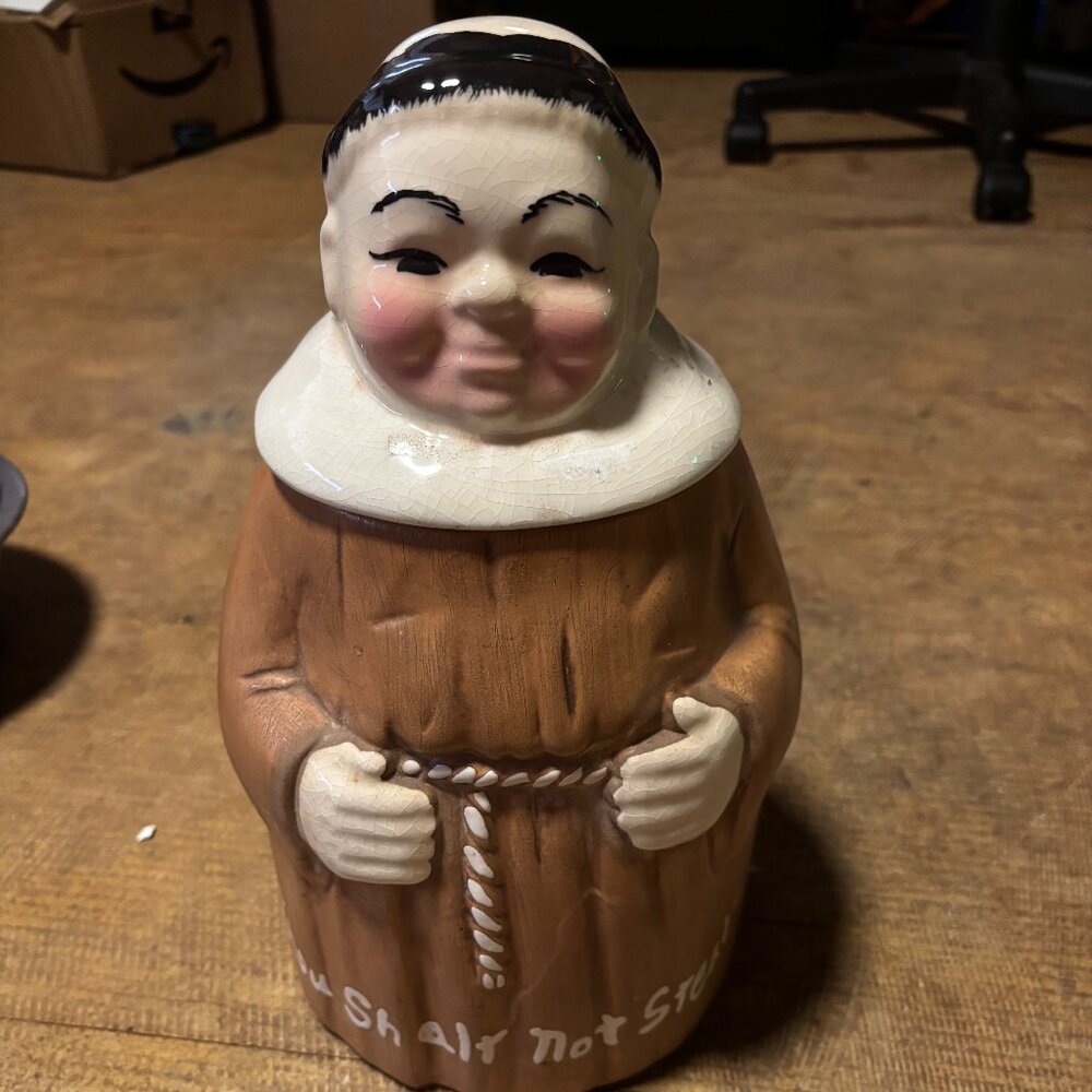 DeForest of California Monk Friar Cookie Jar Thou Shalt Not Steal